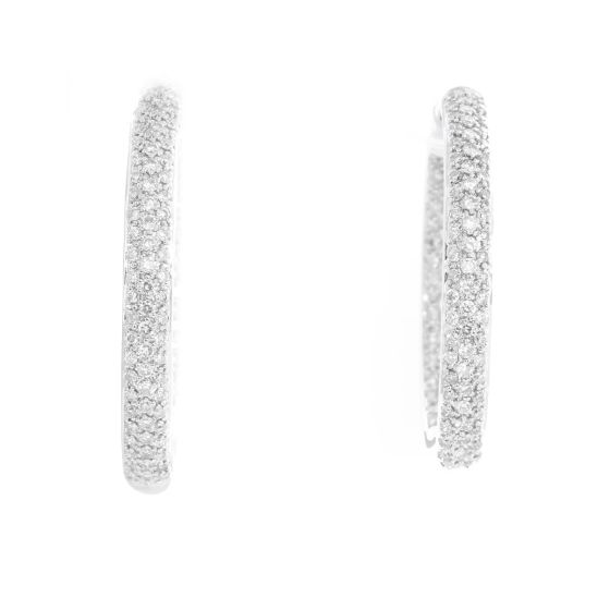 14k White Gold Diamond Inside-Out Hoops 1.6 cts