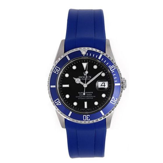 Rolex Submariner Sport Diving Watch Blue Rubber Band 16610