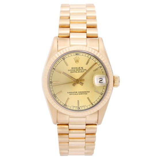 Rolex Midsize President 18K Yellow Gold Champagne Watch 68278