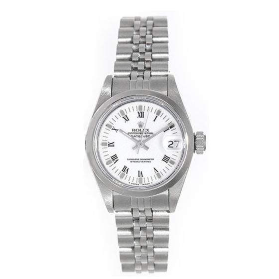 Ladies Automatic Rolex Date Watch 69160 White Roman Dial
