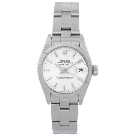 Rolex Ladies Datejust Stainless Steel White Stick Dial  Watch 69174
