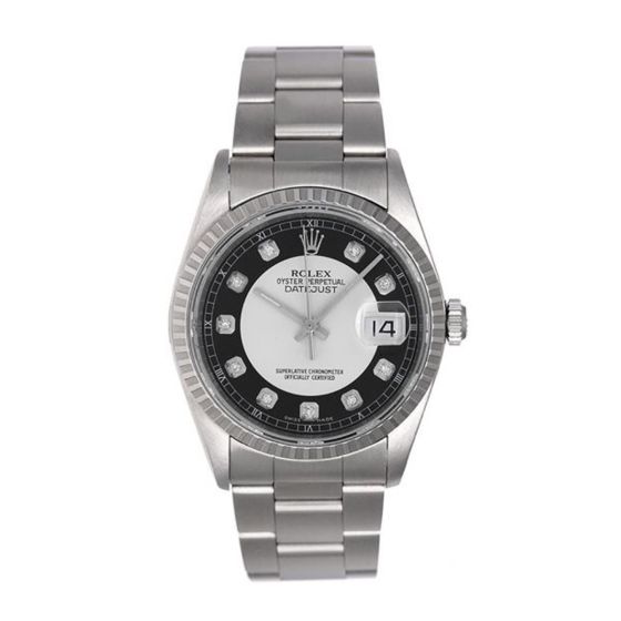 Rolex Datejust Men's Stainless Steel Watch 16220 Engine Turned Bezel