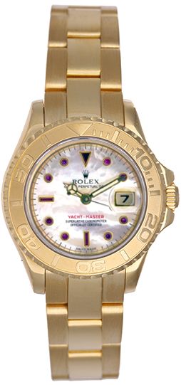 Ladies Rolex Yacht - Master 2-Tone Watch Mother of Pearl Ruby Dial 169628