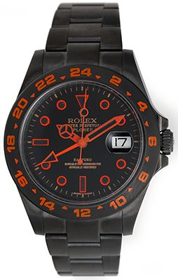 Rolex Explorer II Men's  Black PVC/DLC Watch 216570 Black Orange Dial