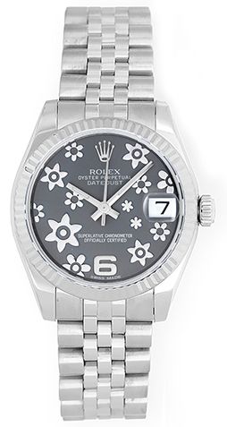 Rolex Datejust Midsize 31mm Watch 178274 Gray Flower Dial 