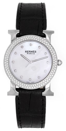 Hermes Round H Hour Ladies Diamond Watch HR1.530