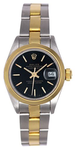 Ladies Rolex Datejust Watch Steel with 18k Gold Fluted Bezel 69163