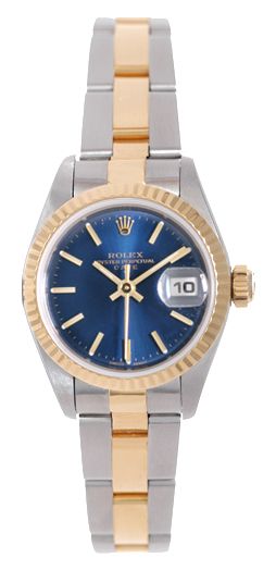 Ladies Rolex Datejust Watch 79173 Blue With Gold Stick Markers