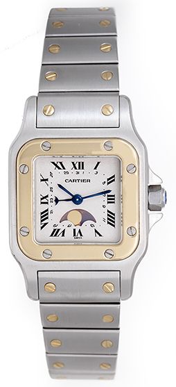 Cartier Santos Galbee Steel & Gold Ladies Moonphase Watch