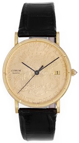 Corum $20 18k Liberty Gold Coin Men's Quartz Watch with Date & Sweep Seconds