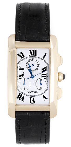 Cartier Tank Americaine 18k Yellow Gold Chronograph Watch