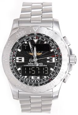 Breitling Airwolf Men's Dual Time Alarm Perpetual Calendar Stainless Steel Watch A7836323.B822