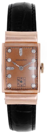 Hamilton 14k Rose Gold Men's Vintage Diamond Watch