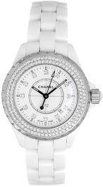 Chanel Midsize Unisex Watch J12 Diamond White H1629