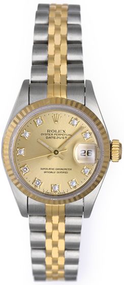 Rolex Datejust 2-Tone Diamond Watch 69173 Champagne Dial 