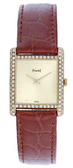 Piaget Vintage 18k Yellow Gold & Diamond Dress Watch on Strap Band