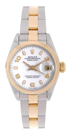 Ladies Rolex Datejust Watch Steel with Smooth Gold Bezel  69163