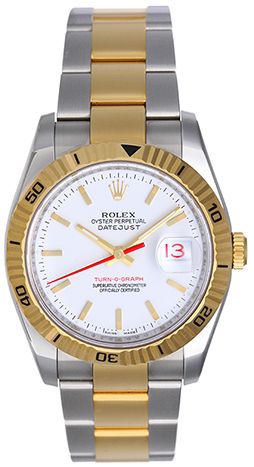 Rolex 2-Tone Turnograph Men's Watch 116263 White Dial