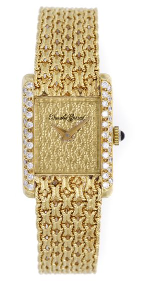 Bueche Girod Ladies 18k Yellow Gold Diamond Vintage Watch 