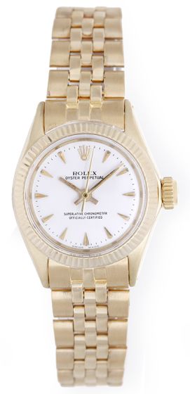Rolex Vintage Ladies Oyster Perpetual 14k Gold Watch Mod. 6618