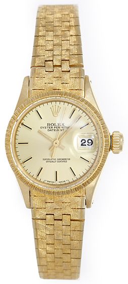 Vintage Rolex Ladies 18k Yellow Gold Datejust Watch 6527 