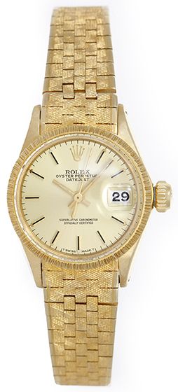 Vintage Rolex Ladies 18k Yellow Gold Datejust Watch 6527 