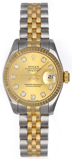 Rolex Ladies 2-tone Datejust Watch Factory Champagne Dial 179173