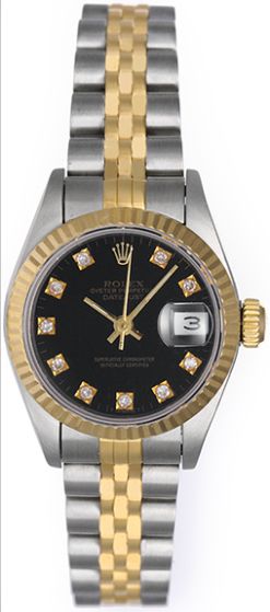 Rolex Ladies Datejust 2-Tone Watch 6917 Black Dial