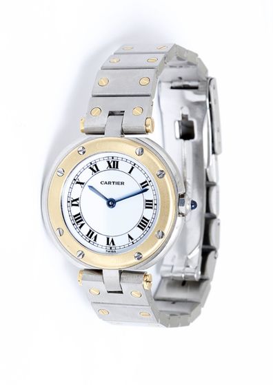 Ladies Cartier Santos Steel & Gold 2-Tone Quartz Watch