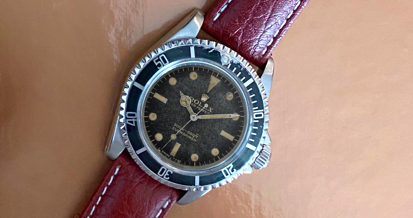 Rolex Submariner 5513 with a leader band.