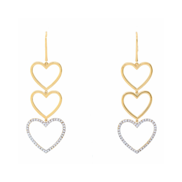 Heart dangle diamond earrings
