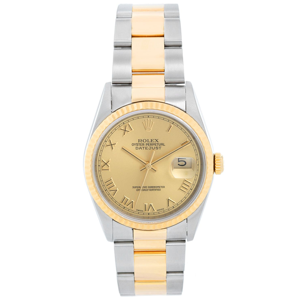 Rolex 16233 Datejust Men's Two-tone watch with a Champagne dial
