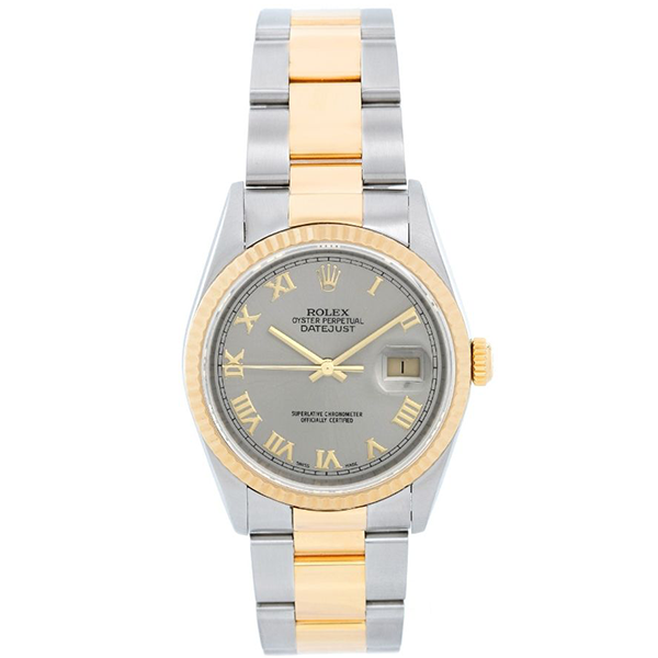 Rolex 16233 Men's Two-Tone Steel & Gold Watch with a Gray Roman Dial 