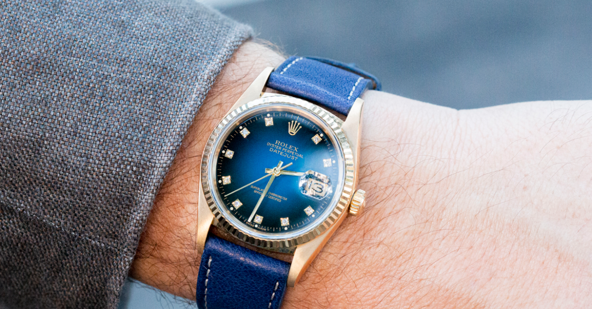 Rolex Oyster Perpetual with blue vignette dial