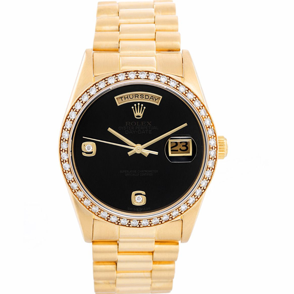 18K Rolex Oyster Perpetual Day-Date with an onyx dial