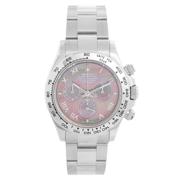 White Gold Rolex Daytona Men's Sport Watch with Tahitian Mother of Pearl Dial.