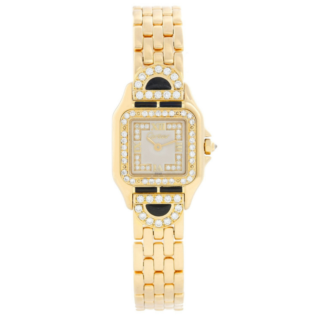 cartier diamond watch in 18K yellow gold.