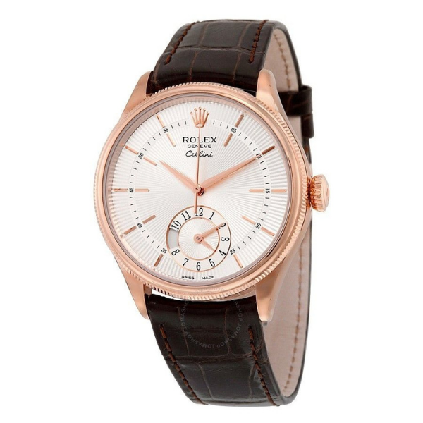 Rolex Cellini Dual Time Everrose in rose gold.