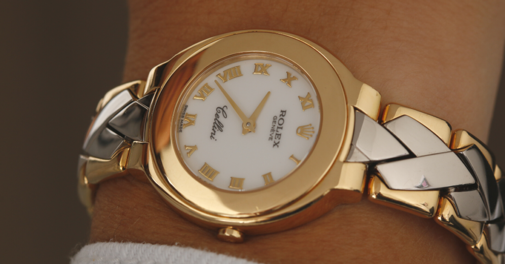 Rare Rolex Cellini Ladies Watch in 18K yellow gold and white gold.
