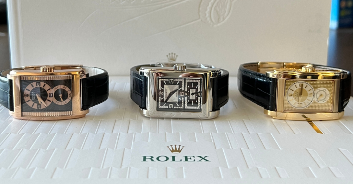Rolex Cellini watches in rose gold, white gold and yellow gold.