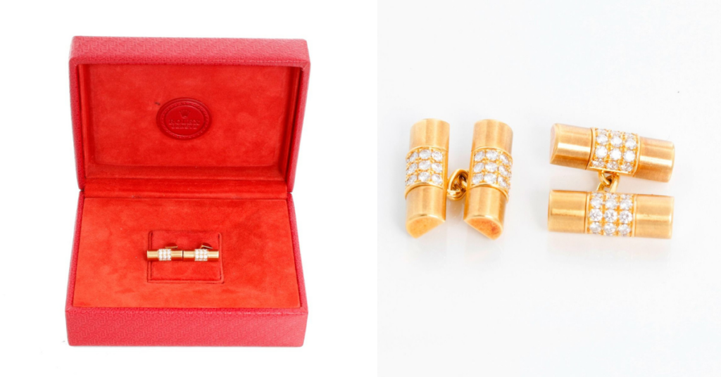 Rolex 18K Yellow Gold Cufflinks with Diamonds